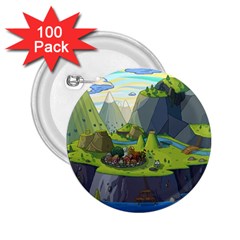 Cartoon Network Mountains Landscapes Seas Illustrations Adventure Time Rivers 2 25  Buttons (100 Pack)  by Sarkoni