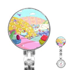 Pillows And Vegetable Field Illustration Adventure Time Cartoon Stainless Steel Nurses Watch by Sarkoni
