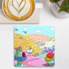 Pillows And Vegetable Field Illustration Adventure Time Cartoon Uv Print Square Tile Coaster  by Sarkoni