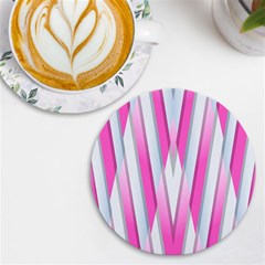 Geometric 3d Design Pattern Pink Uv Print Round Tile Coaster by Apen