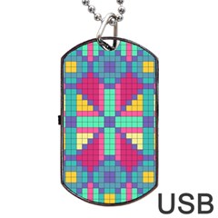 Checkerboard Squares Abstract Texture Patterns Dog Tag Usb Flash (two Sides) by Apen