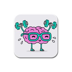 Brain Motivation Mental Activity Rubber Square Coaster (4 Pack) by Modalart