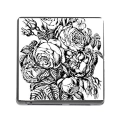 Roses Bouquet Flowers Sketch Memory Card Reader (square 5 Slot) by Modalart