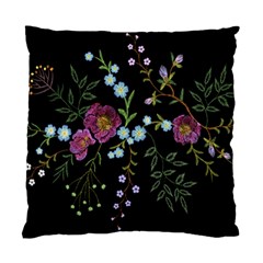 Embroidery Trend Floral Pattern Small Branches Herb Rose Standard Cushion Case (two Sides) by Ndabl3x