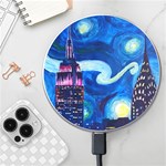Starry Night In New York Van Gogh Manhattan Chrysler Building And Empire State Building Wireless Fast Charger(White) Front