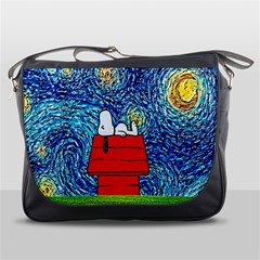 Cartoon Dog Starry Night Van Gogh Parody Messenger Bag by Modalart