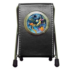 Adventure Time Art Starry Night Van Gogh Pen Holder Desk Clock by Modalart