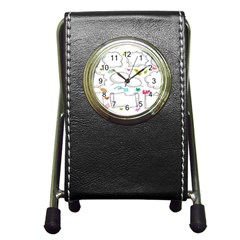 Set Chalk Out Chitchat Scribble Pen Holder Desk Clock by Pakjumat