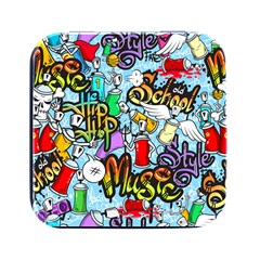 Graffiti Characters Seamless Patterns Square Metal Box (black) by Bedest