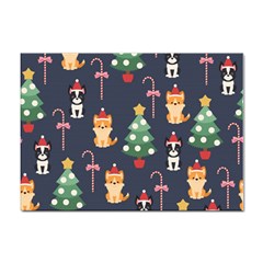 Boston Terrier Welsh Corgi Puppies Seamless Pattern Wallpaper Sticker A4 (10 Pack) by Pakjumat