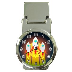 Rocket Take Off Missiles Cosmos Money Clip Watches by Sarkoni