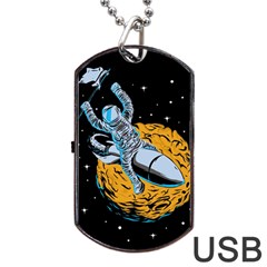 Astronaut Planet Space Science Dog Tag Usb Flash (two Sides) by Sarkoni