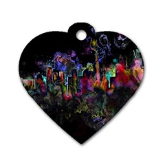 Grunge Paint Splatter Splash Ink Dog Tag Heart (one Side) by Grandong
