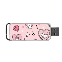 Cartoon Cute Valentines Day Doodle Heart Love Flower Seamless Pattern Vector Portable Usb Flash (one Side) by Apen