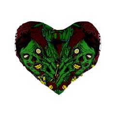 Zombie Star Monster Green Monster Standard 16  Premium Flano Heart Shape Cushions by Sarkoni