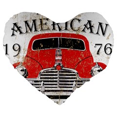 Perfect American Vintage Classic Car Signage Retro Style Large 19  Premium Flano Heart Shape Cushions by Sarkoni
