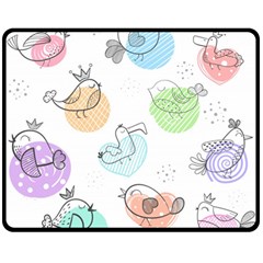 Cartoon Bird Cute Doodle Bird Two Sides Fleece Blanket (medium) by Bedest
