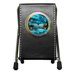 Artistic Fantasy Psychedelic Pen Holder Desk Clock by Sarkoni