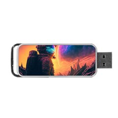 Illustration Trippy Psychedelic Astronaut Landscape Planet Mountains Portable Usb Flash (one Side) by Sarkoni