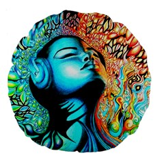 Color Detail Dream Fantasy Neon Psychedelic Teaser Large 18  Premium Flano Round Cushions by Sarkoni