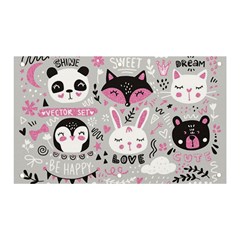 Big Set With Cute Cartoon Animals Bear Panda Bunny Penguin Cat Fox Banner And Sign 5  X 3  by Bedest