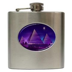 Egyptian Pyramids Night Landscape Cartoon Hip Flask (6 Oz) by Bedest