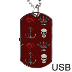 Tattoo Old School Background Pattern Dog Tag Usb Flash (two Sides) by Bedest