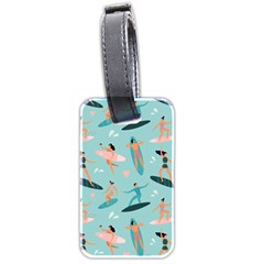 Beach Surfing Surfers With Surfboards Surfer Rides Wave Summer Outdoors Surfboards Seamless Pattern Luggage Tag (two Sides) by Bedest