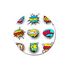 Set Colorful Comic Speech Bubbles Magnet 3  (round) by Hannah976