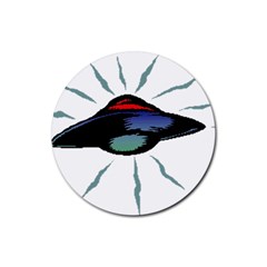 Alien Unidentified Flying Object Ufo Rubber Round Coaster (4 Pack) by Sarkoni