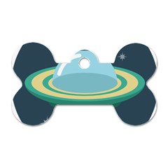 Illustration Ufo Alien  Unidentified Flying Object Dog Tag Bone (one Side) by Sarkoni