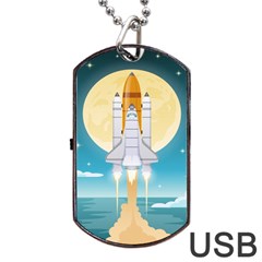 Space Exploration Illustration Dog Tag Usb Flash (two Sides) by Bedest