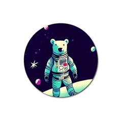 Bear Astronaut Futuristic Magnet 3  (round) by Bedest