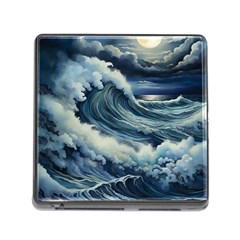 Waves Storm Sea Moon Landscape Memory Card Reader (square 5 Slot) by Bedest