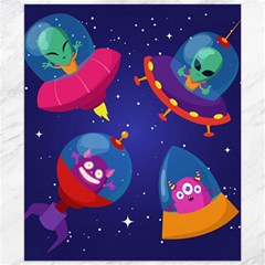Cartoon Funny Aliens With Ufo Duck Starry Sky Set Canvas 20  X 24  by Ndabl3x