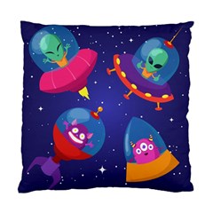 Cartoon Funny Aliens With Ufo Duck Starry Sky Set Standard Cushion Case (two Sides) by Ndabl3x