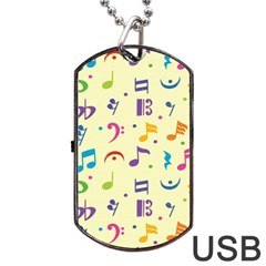 Seamless Pattern Musical Note Doodle Symbol Dog Tag Usb Flash (one Side) by Hannah976