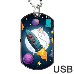 Spaceship Astronaut Space Dog Tag Usb Flash (one Side) by Hannah976