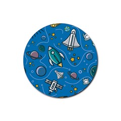 About Space Seamless Pattern Rubber Round Coaster (4 Pack) by Hannah976