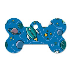 About Space Seamless Pattern Dog Tag Bone (two Sides) by Hannah976