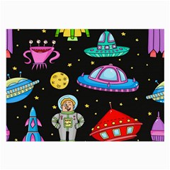 Seamless Pattern With Space Objects Ufo Rockets Aliens Hand Drawn Elements Space Large Glasses Cloth by Hannah976