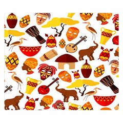 Africa Jungle Ethnic Tribe Travel Seamless Pattern Vector Illustration Premium Plush Fleece Blanket (small) by Hannah976