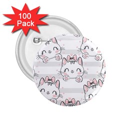 Cat With Bow Pattern 2 25  Buttons (100 Pack)  by Hannah976