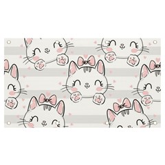 Cat With Bow Pattern Banner And Sign 7  X 4  by Hannah976