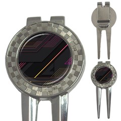 Gradient Geometric Shapes Dark Background 3-in-1 Golf Divots by Apen