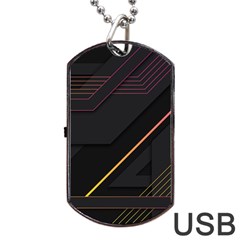 Gradient Geometric Shapes Dark Background Dog Tag Usb Flash (two Sides) by Apen