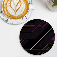 Gradient Geometric Shapes Dark Background Uv Print Round Tile Coaster by Apen
