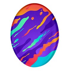 Multicolored Abstract Background Oval Glass Fridge Magnet (4 Pack) by Apen