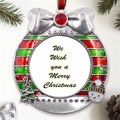 X mas Ribbon With Red Crystal Round Ornament by TShirt44