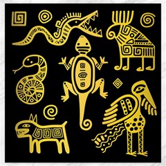 Mexican Culture Golden Tribal Icons Canvas 16  X 16  by Apen